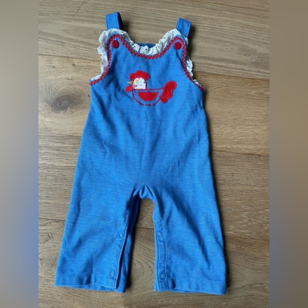 Vintage romper with ruffle and rooster detail